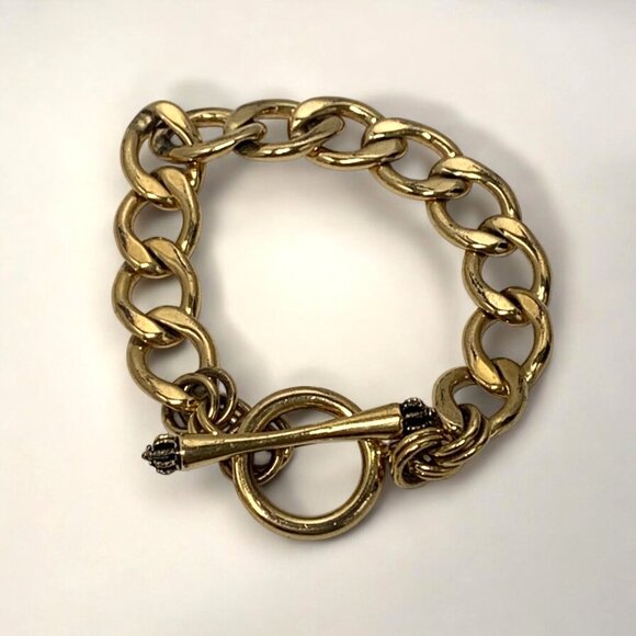 Juicy Couture Gold-Tone Chain Link Bracelet With Toggle Clasp 8" - Picture 4 of 6